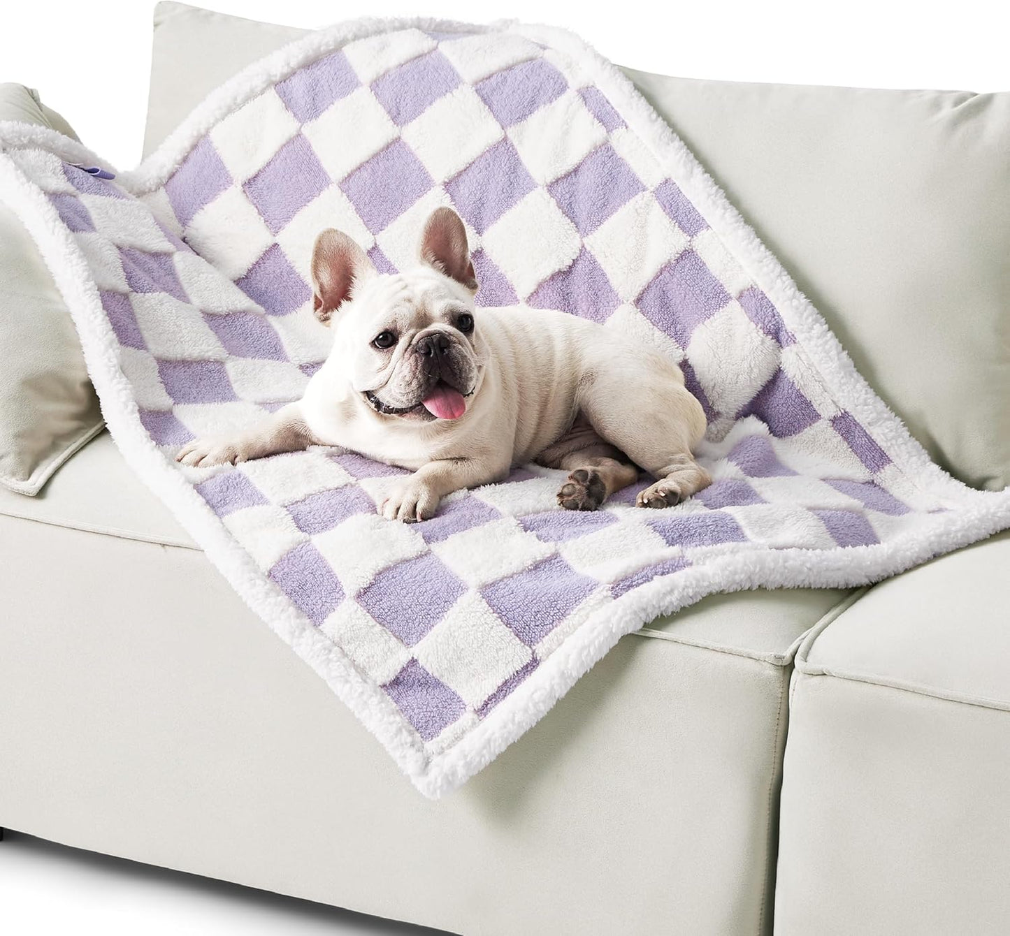 LE SURE Waterproof Dog Blanket for Large Dogs - Washable Double Sided Dog Blankets with Warm Jacquard Shag and Soft Sherpa Fleece, Pet Cat Blanket for Couch Protection, 3D Textured Cloud, Green
