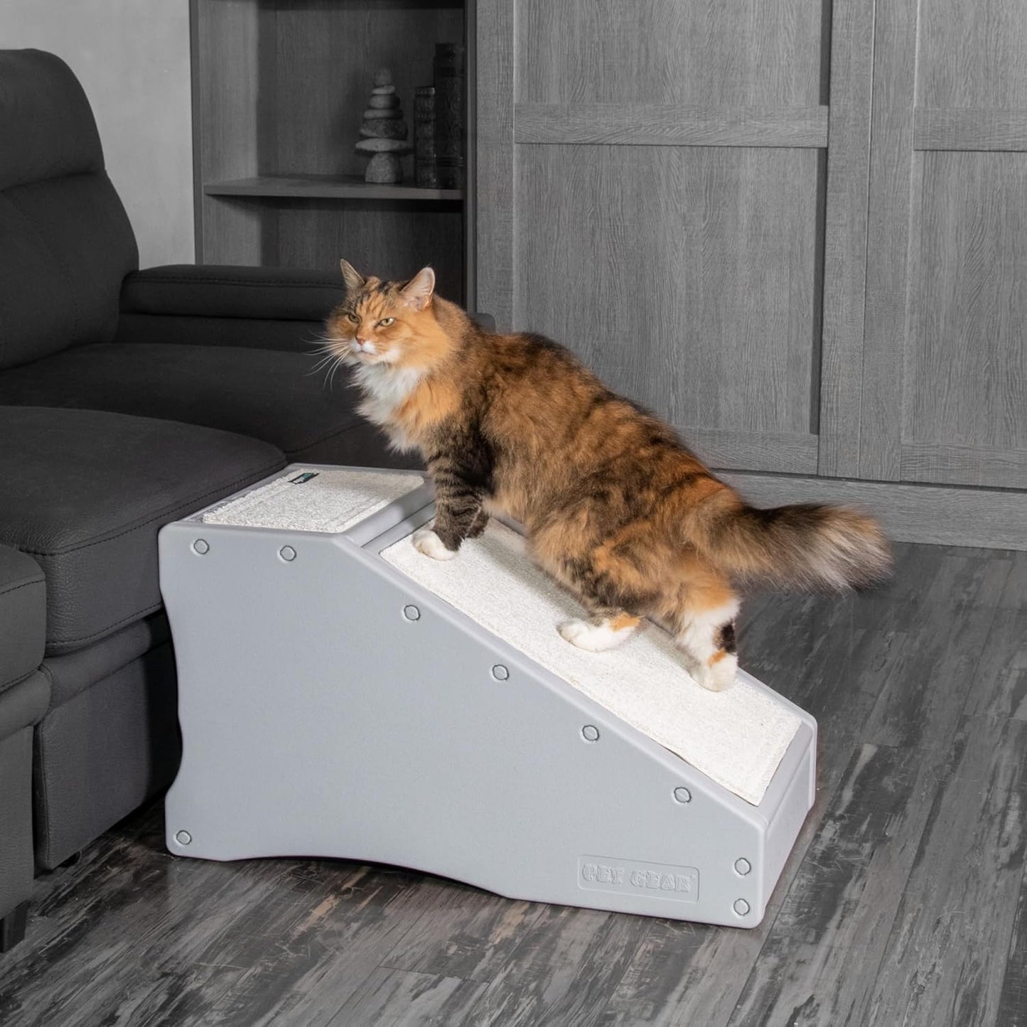 Pet Gear Stramp Stair and Ramp Combination for Dogs/Cats, Easy Step, Lightweight/Portable, Sturdy, Easy Assembly (No Tools Required) 1 Model, Coffee Bean