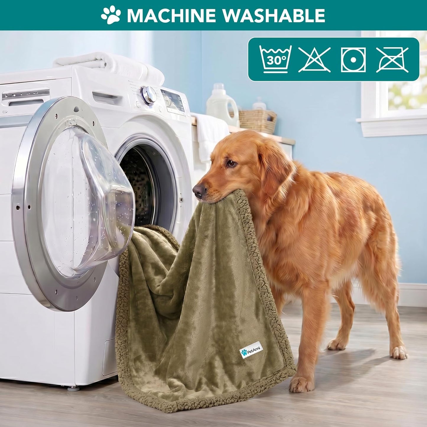 PetAmi Dog Blanket for Medium Large Dogs, Pet Bed Blanket Cat Puppy Kitten, Fleece Furniture Couch Cover Protector Sofa Car, Soft Sherpa Dog Throw Plush Reversible Washable, 40x60 Plaid Dark Gray