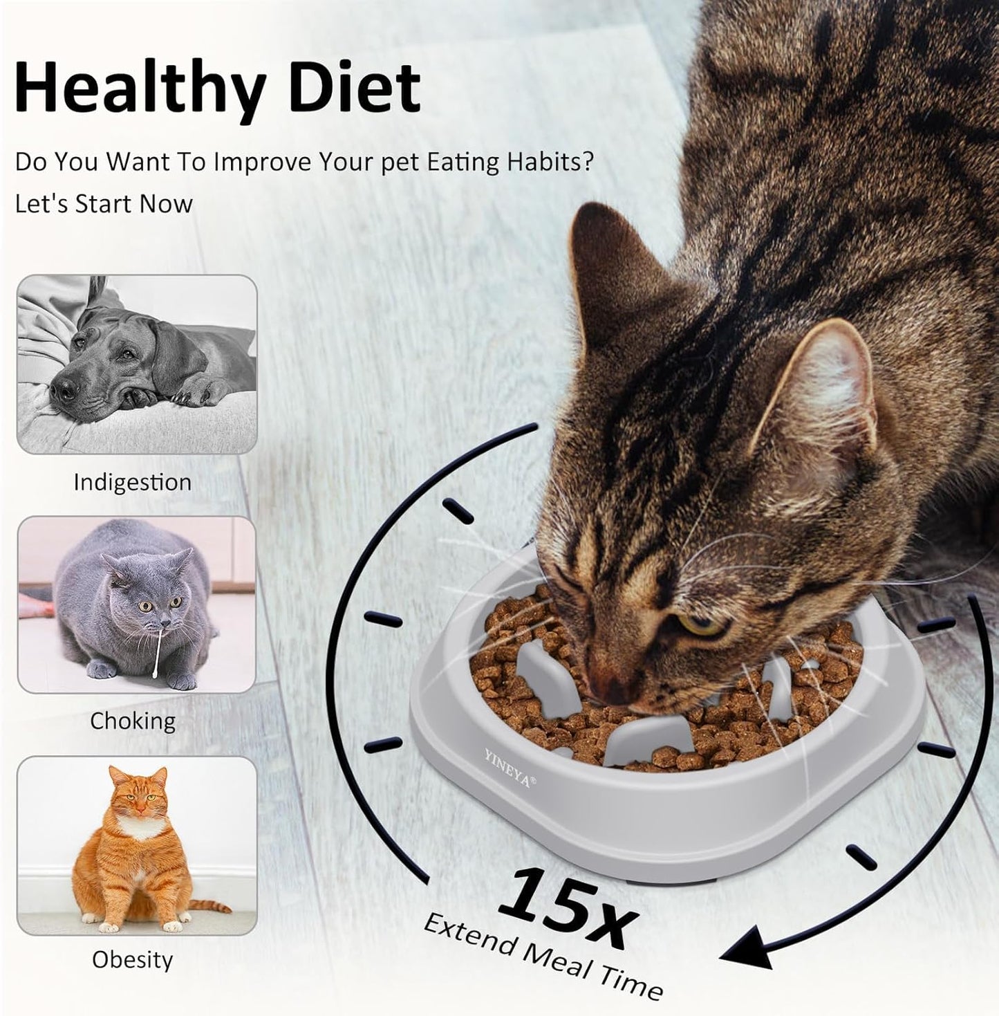 YINEYA Slow Feeder Dog Bowls, Pet Supplies that Slow Down Eating, Pet Food Bowls, Maze Dog Puzzle Feeder for Medium Breed
