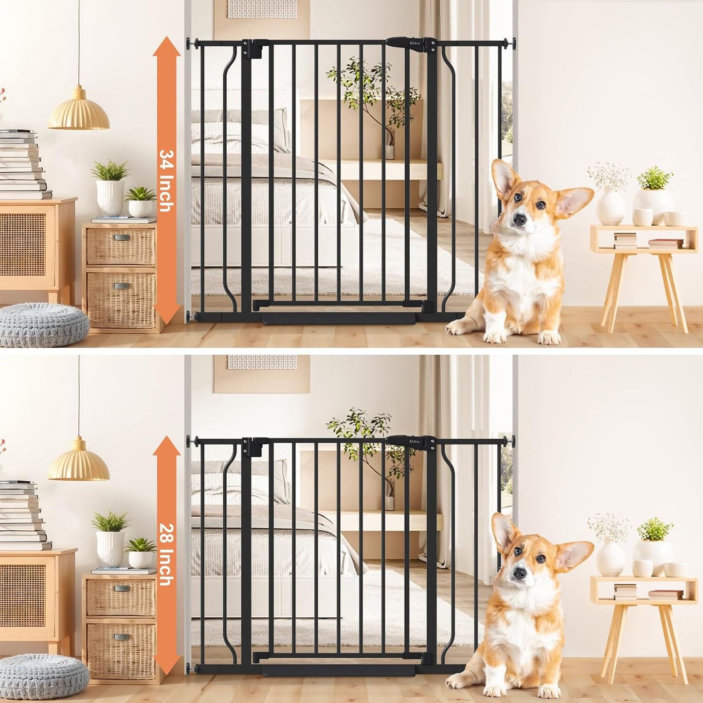 Baby Gate No Drilling, 29"-40" Auto Close Dog Gate Indoor for Doorways & Stairs, Pressure Mounted Adjustable Pet Gate, Easy Walk Through Child Gate for Children & Pets Stroller Friendly, White