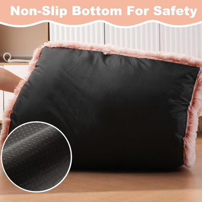 Bedfolks Waterproof Dog Crate Bed, Plush With Removable Washable Cover, Faux Fur Crate Pad for Medium Dogs, Fluffy Kennel 29"x21", Dark Grey