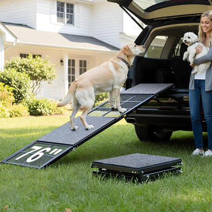 DoCred Dog Ramp for Car, 71'' L x 20'' W Dog Ramps for Large Dogs, Extra Wide Pet Ramp with Non-Slip Surface for Medium & Large Dogs to Get in Car, SUV & Truck, Supports Up to 250 Lbs