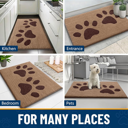 Smiry Dog Door Mat for Muddy Paws, Absorbs Moisture and Dirt, Low-Profile Entryway Mat with Non-Slip Backing, Entry Indoor Outdoor Doormat for Inside Floor (30x20 Inches, Grey, Striped)