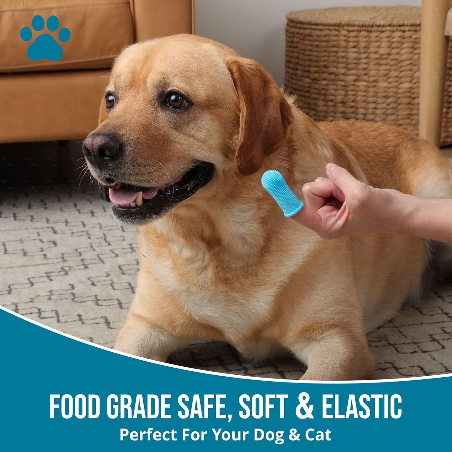 Dog Finger Toothbrush – Soft Silicone Finger Brush for Dogs & Puppies – Gentle Dental Care for Pets – Easy-to-Use Dog Toothbrush for Small, Medium & Large Breeds (Blue/White)