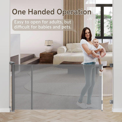 Uamector 138-Inch Extra Wide Retractable Baby Gate & Dog Gate, Reinforced Mesh Safety Gate Adjustable for Large Openings - Stairs, Doorways, Hallways - Indoor/Outdoor Use