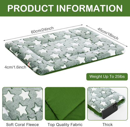 VitalCozy 4 Pcs Dog Crate Pads, Ultra Soft Warm Washable Anti-Slip Kennel Bed Mat for Pets, Reversible, Replaceable, Cage Liner for Small Medium Large Dogs and Cats (18 x 24 x 1.6 Inch,Star,Gray)