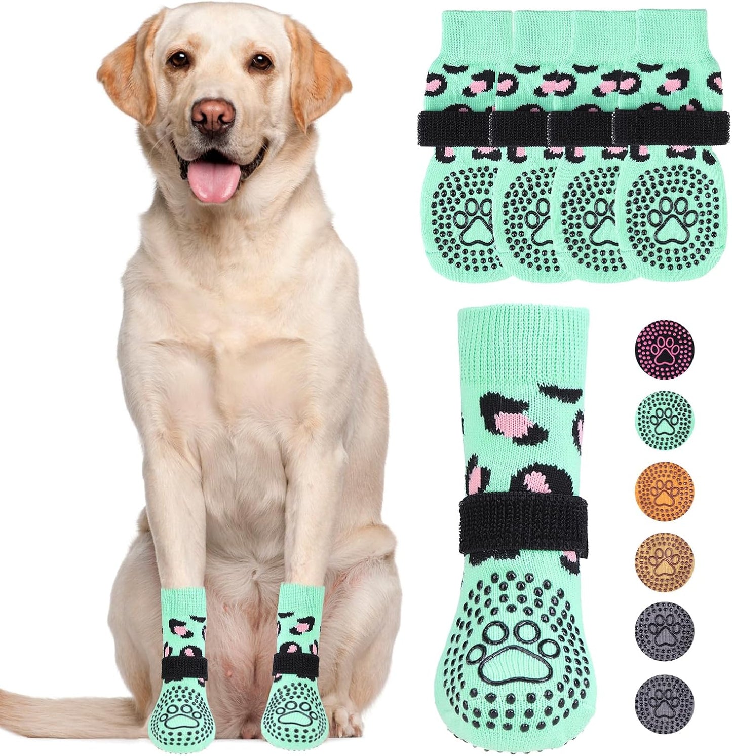 KOOLTAIL Dog Socks Shoes for Hot Pavement to Prevent Licking Paws, Winter Dog Boots&Paw Protector for Hardwood Floors Anti Slip,Traction Control Grip Booties for Small Medium Large Senior Dogs,Black M