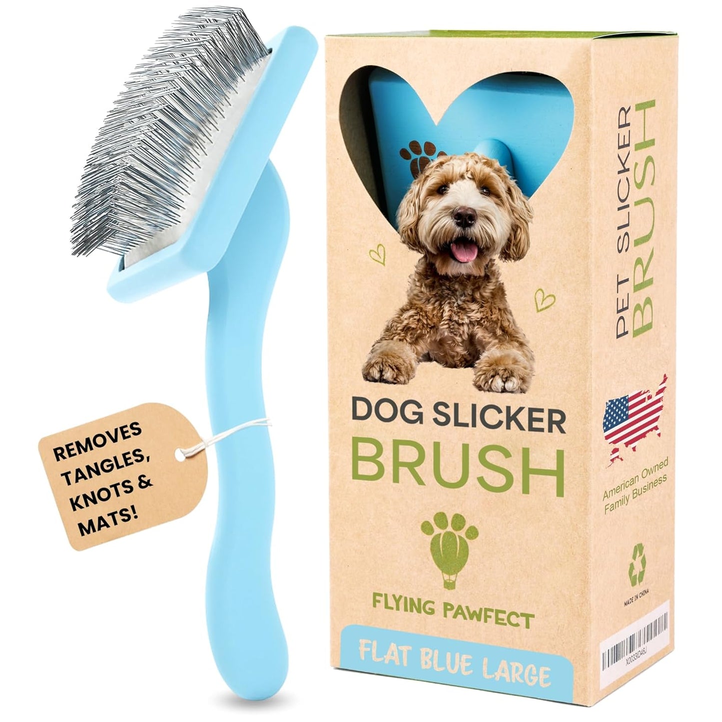 Slicker Brush for Dogs - Long Pin for Poodles, Doodles & Long Haired Dogs, Deshedding & Dematting Tool, Slicker Dog Brushes for Grooming (Coral, Flat Large)