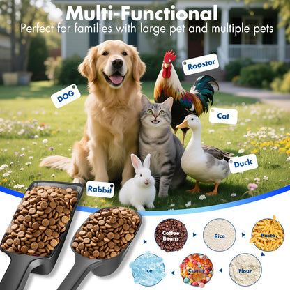 Food Scoop, Cup Capacity Dog Food Scooper With Measuring Lines For Dog, Puppy and Cat Coffee Bean Scoop, Flour Scoop 2 Pack (Grey)