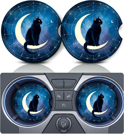 2PCS Dog Paw Print Car Cup Holder Coasters, Cars Coasters for Cup Holders, Anti Slip Rubber Mat with Finger Slot, Dogs Car Accessories Interior Decor, Dog Lover Gifts for Women, Men