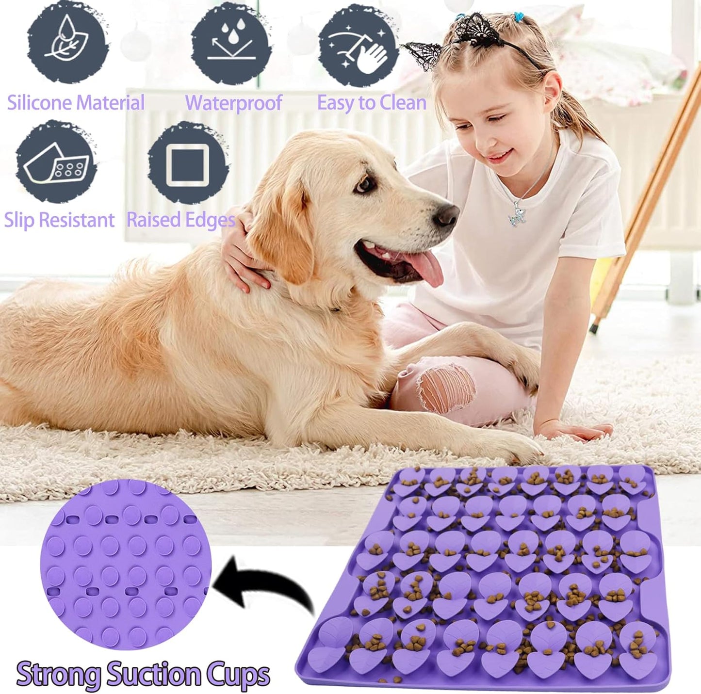 Small Silicone Snuffle Mat for Small Dogs Puppy Cat Slow Down Eating,Slow Feeder Lick Mat for Dry Wet Food for Pet Training Smell,Encourages Natural Foraging Skill,Relieving Stress