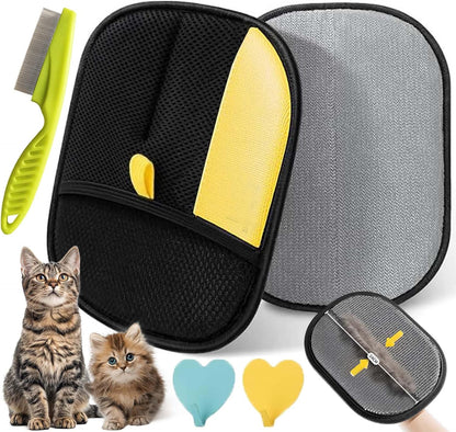 Electrostatic Pet Hair Removal Glove, Static Removal Gloves for Pet Hair, Reusable Double Sided Electrostatic Pet Hair Remover for Couch, Furniture, Carpet, Car Seat (3PCS)