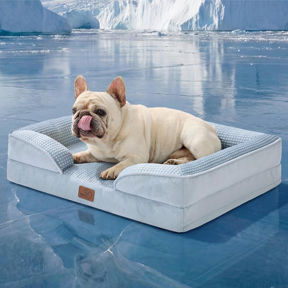 Bedsure Orthopedic Dog Bed Medium Size Dogs - Washable Small Medium Dog Cat Bed Waterproof, Comfort Cats Couch Sofa with Washable Removable Cover, Pets Bed with Nonskid Bottom, Grey, 28"