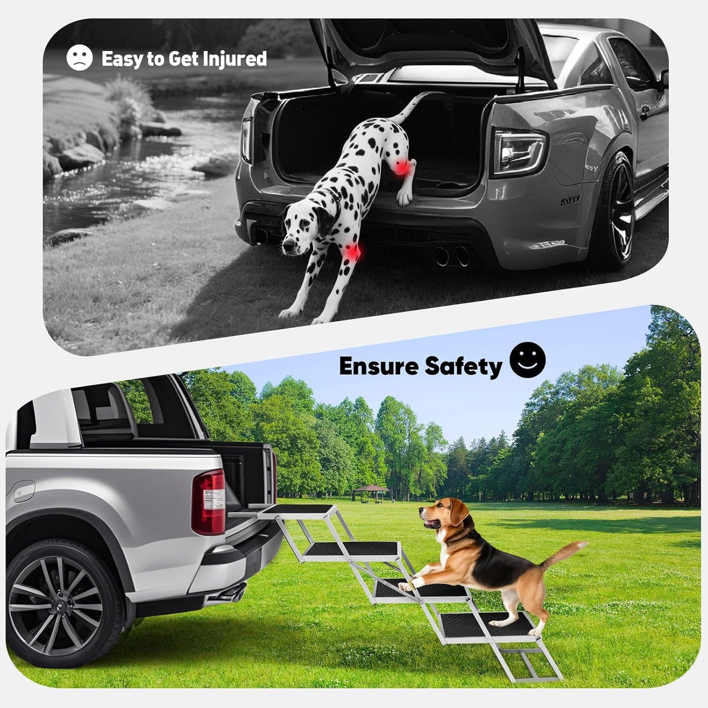 Dog Stairs for Large Dogs,Dog Stairs for Cars,Foldable Dog Ramp Pet Steps Light Weight Aluminum,Extra Wide Dog Stair for Large Dogs,High Beds, Trucks, Supports up to 200 lbs (Extra Wide-4 Steps)