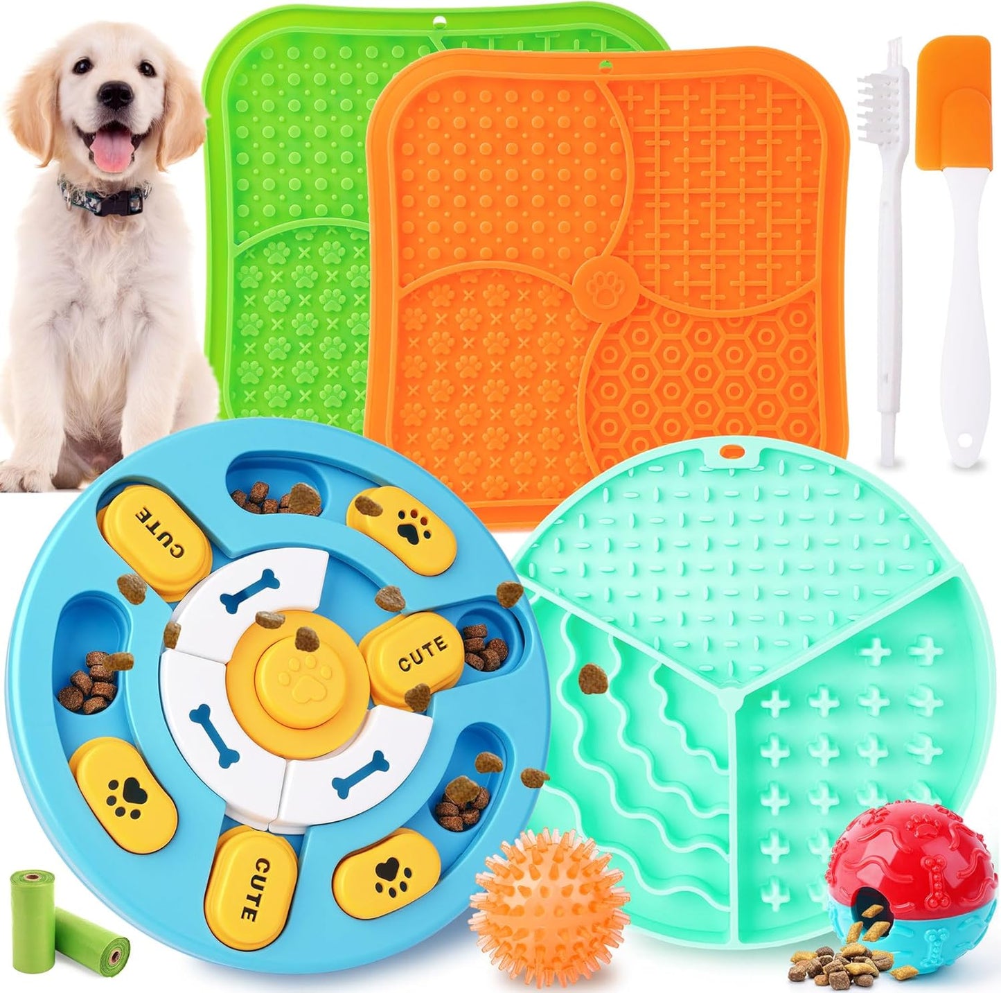 Forfon 9 Pack All-Around Dog Puzzle Toy Set -Mentally Stimulating Dog Enrichment Toys for Small to Medium Smart Dogs, Includes Dog Lick Mat with Suction Cups