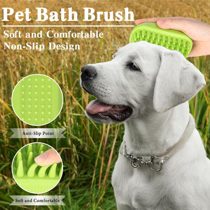 2PCS Dog Bath Brush Set | Adjustable Handle Dog Scrubber for Shampooing, Deshedding & Massaging, Suitable for Pets (Green Blue)