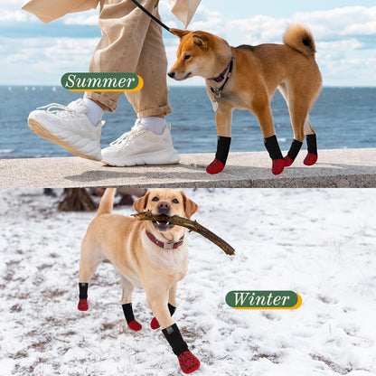 EXPAWLORER Anti Slip Dog Socks to Prevent Licking Paws, Dog Shoes for Hot Pavement Walk, Dog Booties for Hardwood Floors, Dog Boots & Paw Protectors with Grippers for Small Medium Large Senior Dogs M