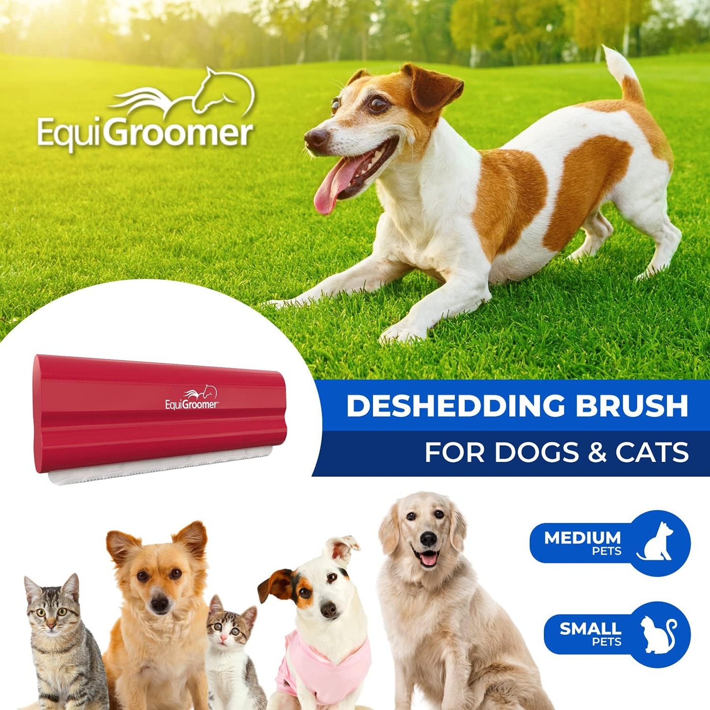 EasyGroomer Deshedding Brush for Dogs & Cats – Undercoat Grooming Tool for Short & Long Hair, Removes Loose Fur & Dirt, Reduces Shedding for Small & Large Pets, Purple