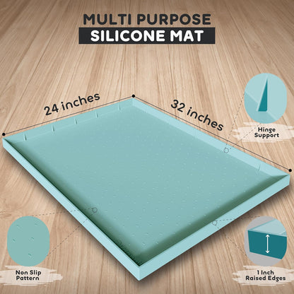 Dog Food Mat - Raised Edges Dogs Mat for Food and Water Prevent Spill, Waterproof Cat Food Mats Protect Floors, Easy Clean Dog Bowl Mats for Food and Water, Silicone Pet Feeding Placemats