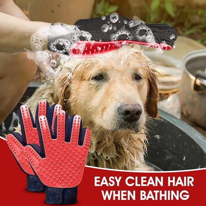 Upgrade Pet Grooming Gloves, Grooming Gloves for Dogs, Cats, Rabbits & Horses with Long and Short Hair, Efficient Pets Hair Remover Mittens - 1 Pair (Blue)
