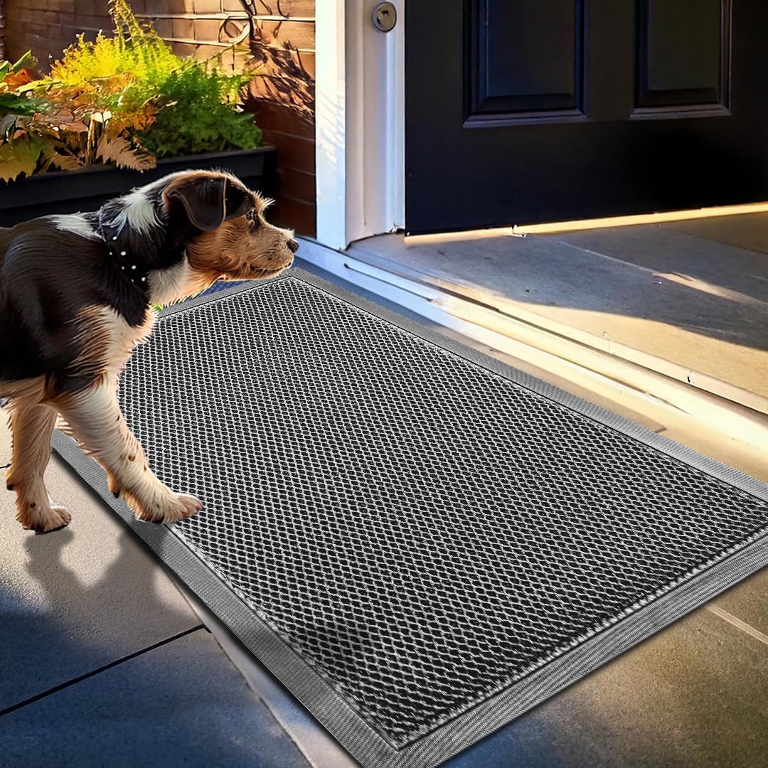 Muddy Mat® Meshy Mat™ Door Mat Heavy-Duty Quick-Dry Floor Mat, Sand & Dirt Trapper for Indoor & Outdoor, Ideal for Entrance, Mudrooms,Patios & Garages,Low-Profile,Non-Slip,Washable– Black 17"x30"x0.4"