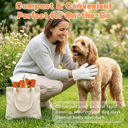 12 Count Hypoallergenic Pet Wipes for Dogs & Cats - Unscented Grooming Glove Mitt for Paws, Butt, Face, Ears & Fur - Portable & Gentle Cleaning, 6 Count x 2 Pack
