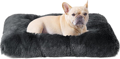 EHEYCIGA Fluffy Dog Crate Bed for Medium Dogs, Plush Faux Fur Crate Pad, Calming Anti Anxiety Medium Dog Bed, Washable Soft Warm Crate Mat with Non-Slip Bottom
