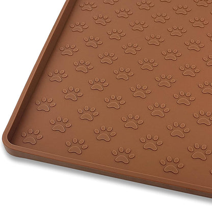 Ptlom Pet Placemat for Dog and Cat, Mat for Prevent Food and Water Overflow, Suitable for Small, Medium and Big Pet, 18" 12", Grey, Silicone