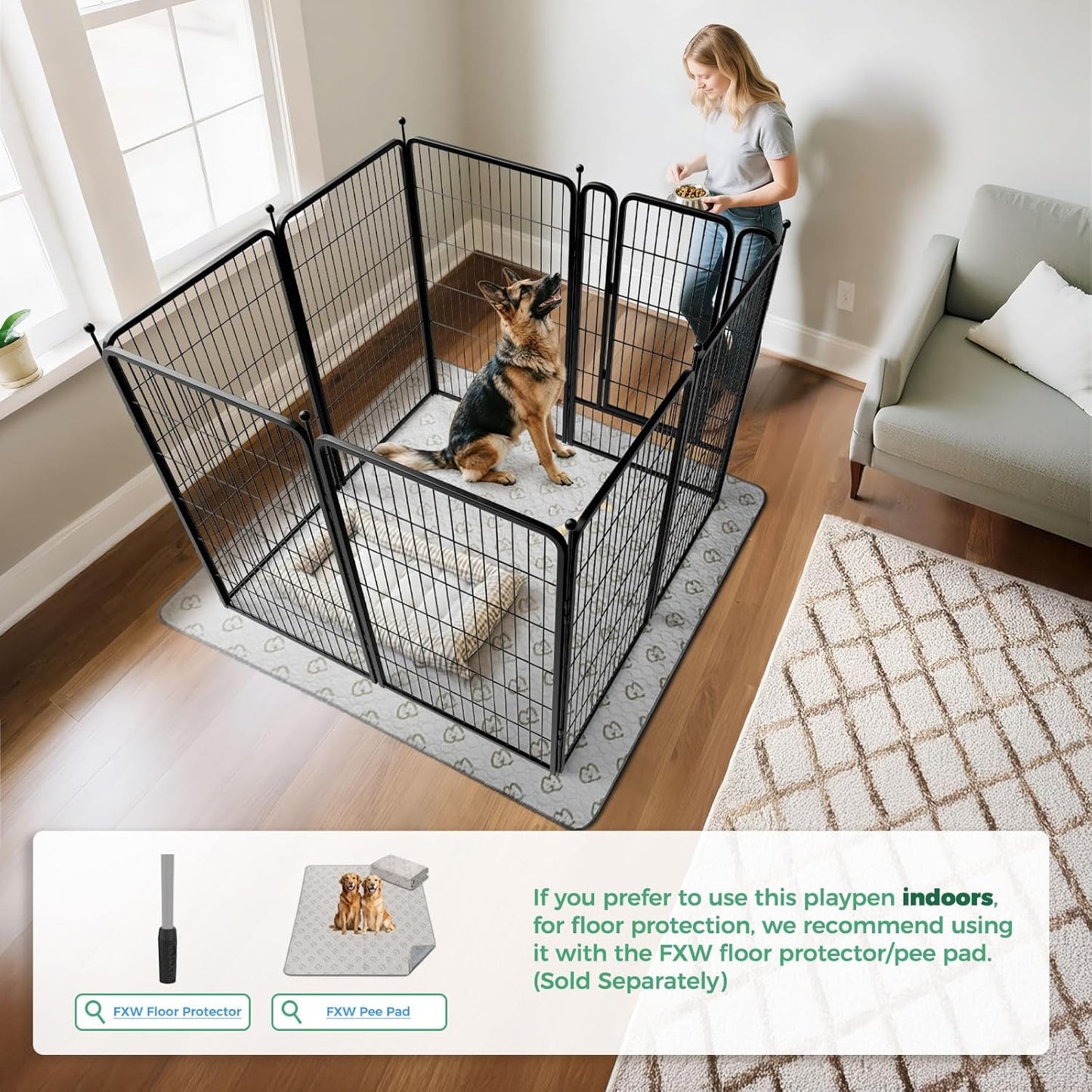FXW Rollick Unleashed Dog Playpen for Indoor, Yard, RV Camping, 24 inch 8 Panels for Small and Puppy Dogs, Black│Patented