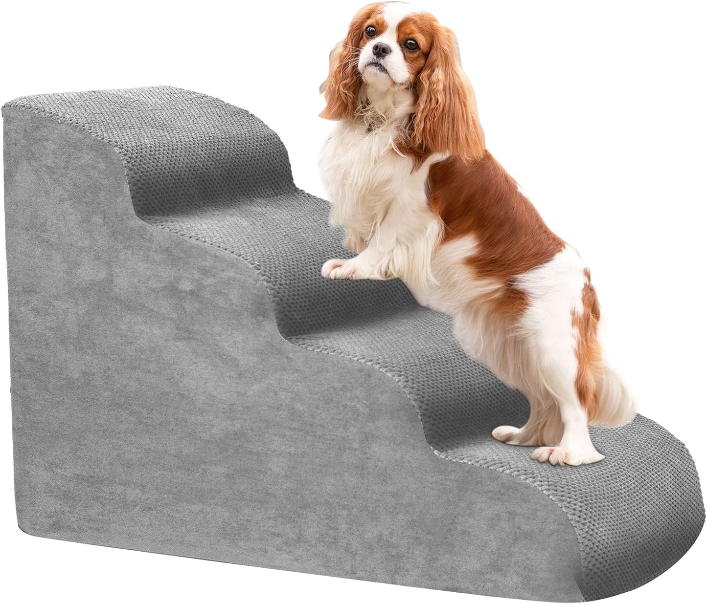 Dog Stairs for Small Dogs, 3 Tiers High Density Foam Dog Ramp, Extra Wide Non-Slip Pet Steps for High Beds Or Couch, Soft Foam Doggie Ladder for Dogs Injured, Older Pets, Small Cats