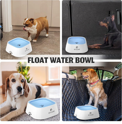 ELS PET Travel Bowl, No Spill, No Drip Slow Water Feeder/Dispenser for Dogs, Cats, 35oz/1L, Splash Proof Travel Bowl for Crate and Car, Keeps Floor & Beard Dry, Dishwasher Safe (Grey)