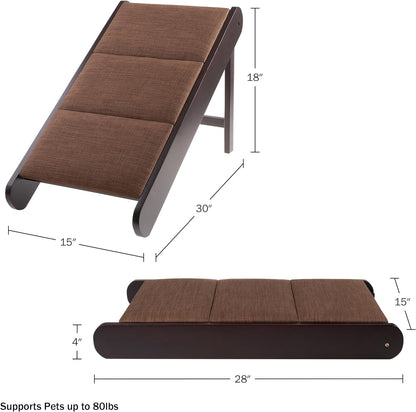 Pet Ramp - Foldable Wooden Dog Ramp for Getting onto Beds, Couches, or Into Vehicles - Dog Accessories for Small Dogs by PETMAKER (Brown)