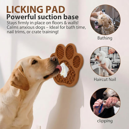 Lick Mat for Dogs and Cats, Slow Feeder Mats with Suction Cups - Bathing, Grooming and Training, Anxiety Relief Feeding Pad,Dishwasher-Safe Yellow