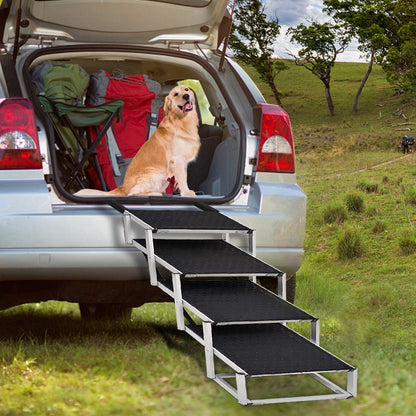 Dog Stairs for Large Dogs,Dog Stairs for Cars,Foldable Dog Ramp Pet Steps Light Weight Aluminum,Extra Wide Dog Stair for Large Dogs,High Beds, Trucks, Supports up to 200 lbs (Extra Wide-4 Steps)