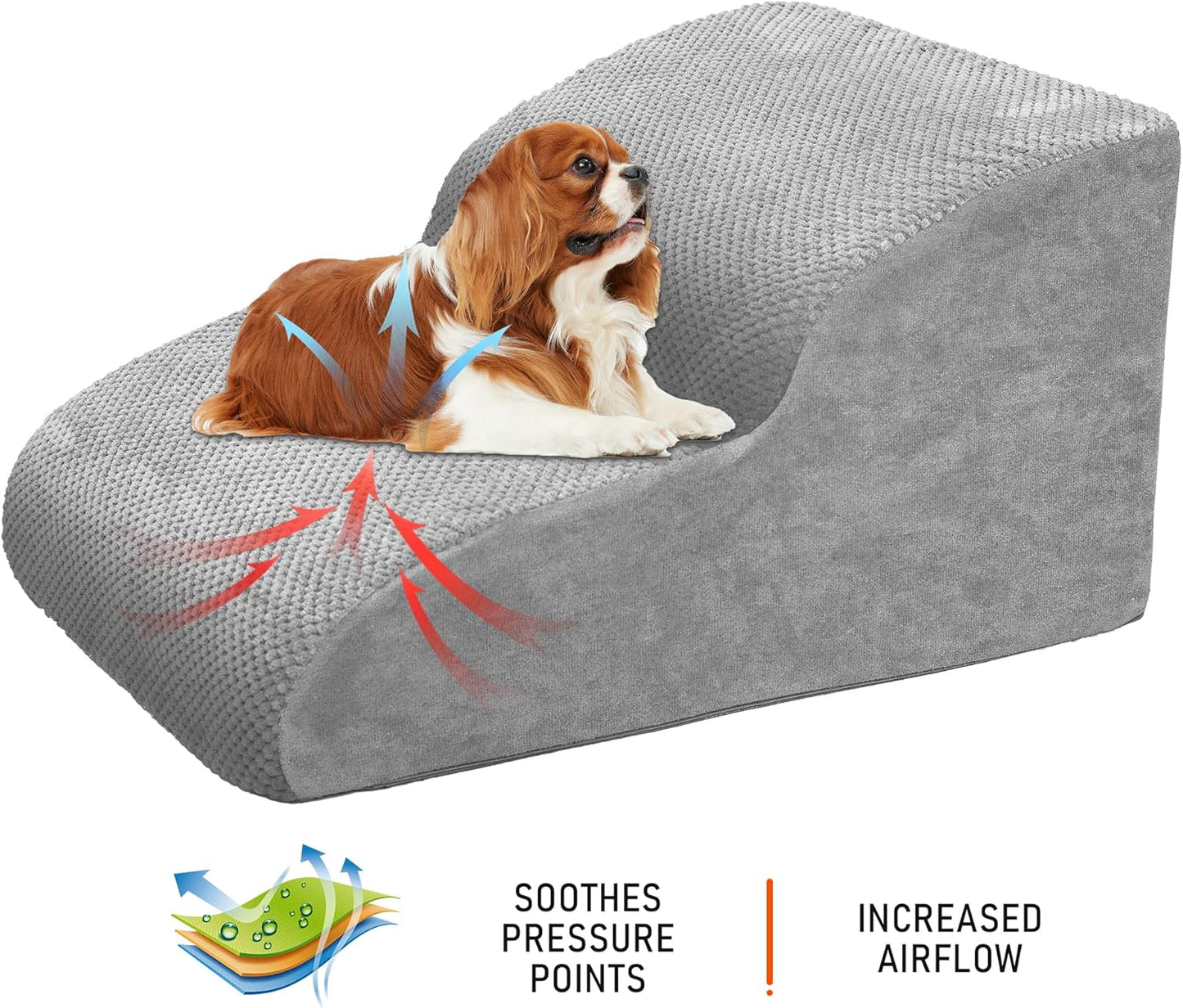 Dog Stairs for Small Dogs, 3 Tiers High Density Foam Dog Ramp, Extra Wide Non-Slip Pet Steps for High Beds Or Couch, Soft Foam Doggie Ladder for Dogs Injured, Older Pets, Small Cats