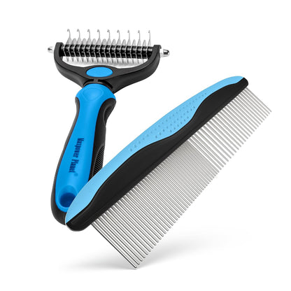 Maxpower Planet Dog Rake and Dog Hair Brush - Gently Removes Loose Undercoat, Mats and Tangled - Deshedding Grooming Tool for Dogs & Cats - Self Cleaning Slicker Brush - All Hair Types