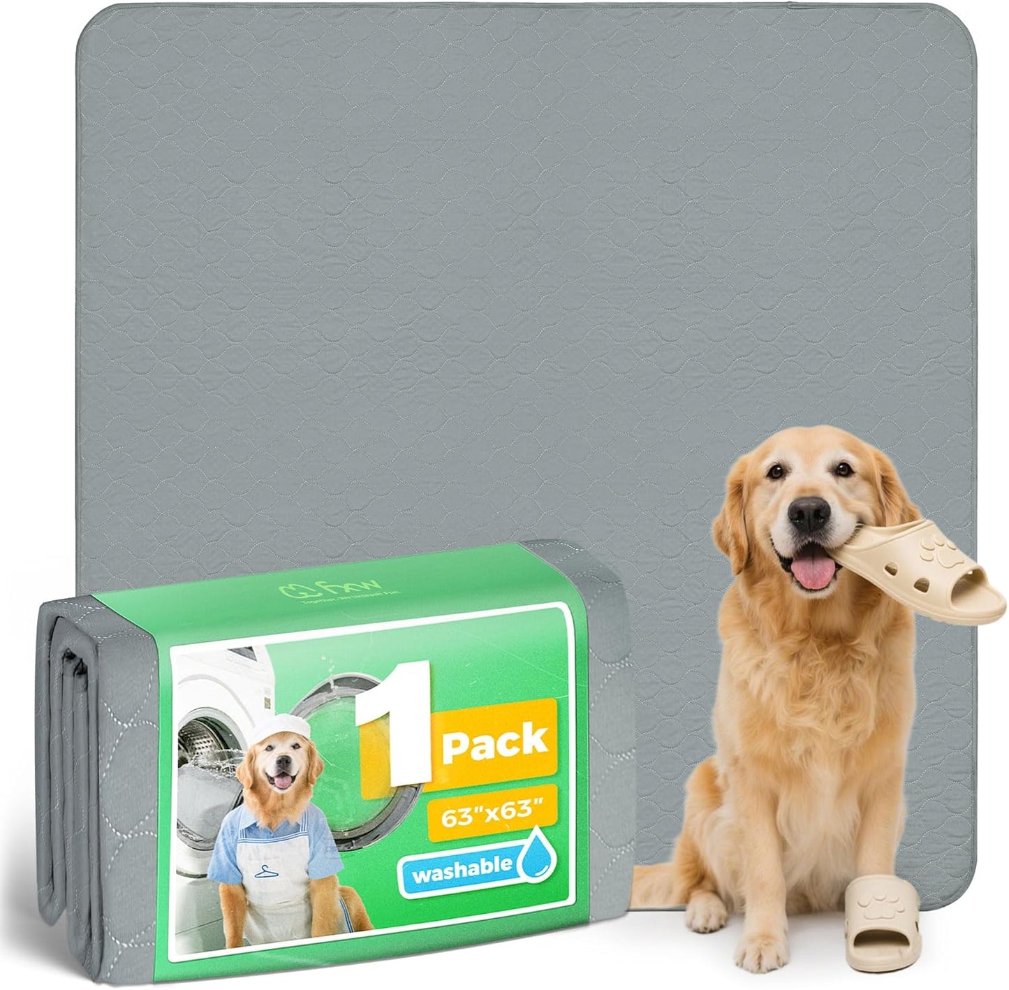 FXW Washable Pee Pads for Dogs, Puppy Pads with Super Absorbent, Specifically Designed for FXW Rollick/Homeplus 24inch 6 Panels Dog Playpen, 39" x 63" Rectangle, Khaki, 1 Pack