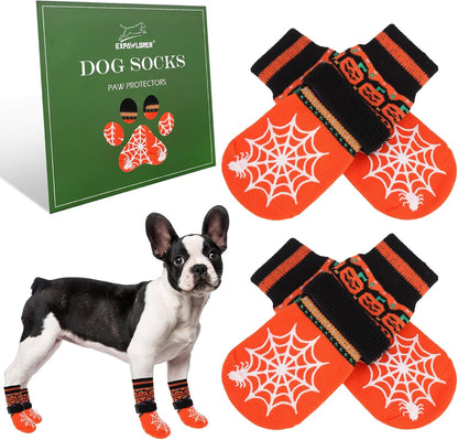 EXPAWLORER 6Pcs Anti-Slip Dog Socks to Prevent Licking Paws,Dog Shoes for Hot Pavement,Dog Booties Traction Control on Hardwood Floor,Boots & Paw Protectors, for Puppy Small Medium Large Senior Dogs