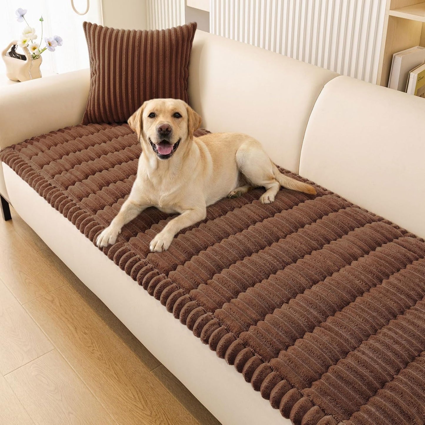 Smiry Couch Cover for Dogs, Non Slip Washable Sofa Protector for Pets, Soft Furniture Cover for Leather & Fabric Couches, Cozy Protect Against Fur, Dirt & Everyday Messes (Dark Grey, 27.6" x 59")