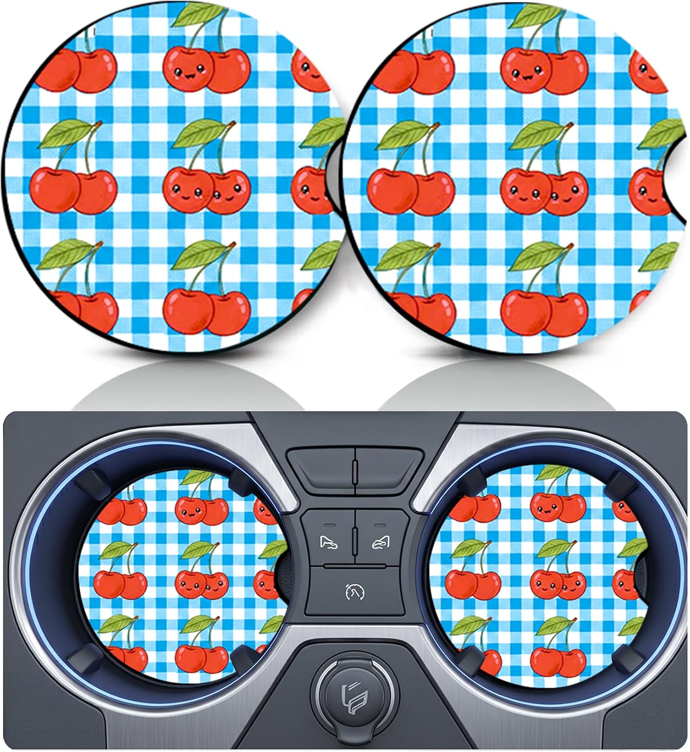 2PCS Dog Paw Print Car Cup Holder Coasters, Cars Coasters for Cup Holders, Anti Slip Rubber Mat with Finger Slot, Dogs Car Accessories Interior Decor, Dog Lover Gifts for Women, Men