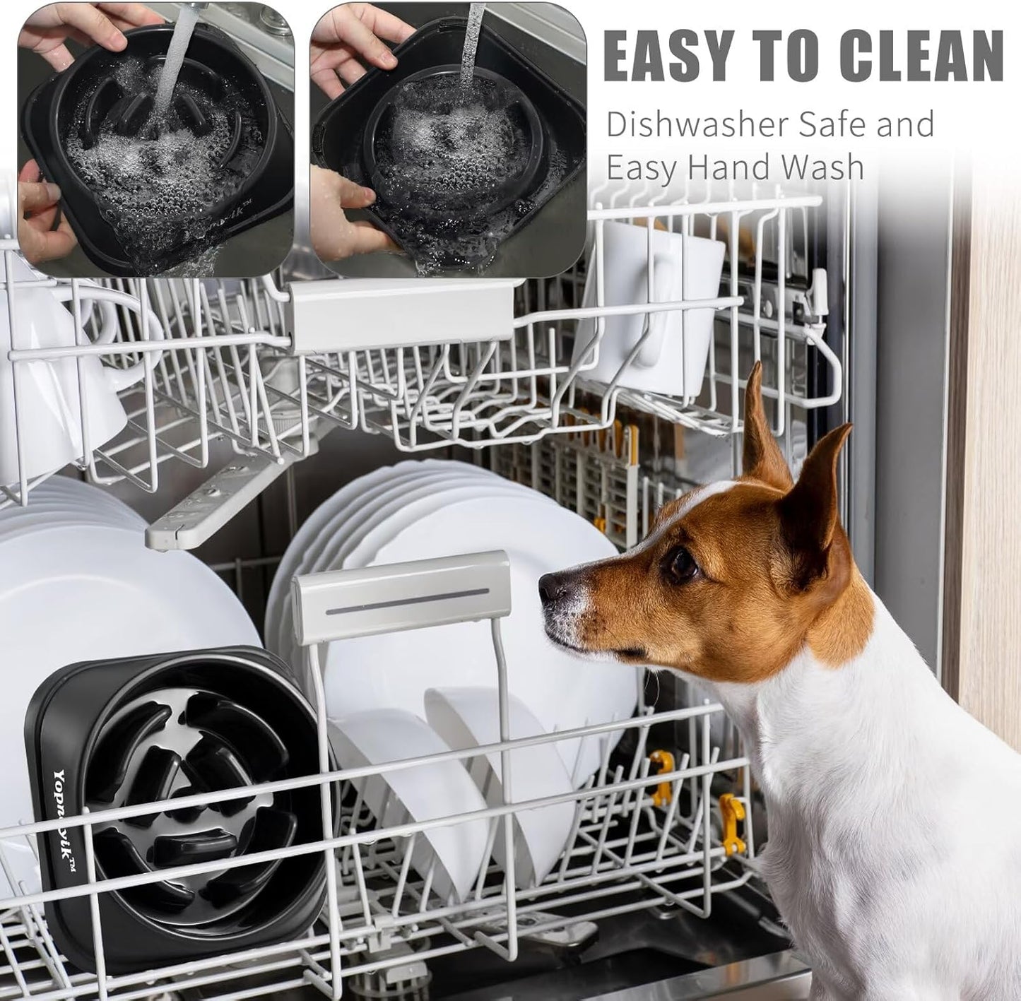 2 Pack Slow Feeder Dog Bowls for Healthy Eating, Non-Slip and Anti-Choking Design, Reduces Bloating & Overeating for Medium Dogs and Cats, Easy to Clean