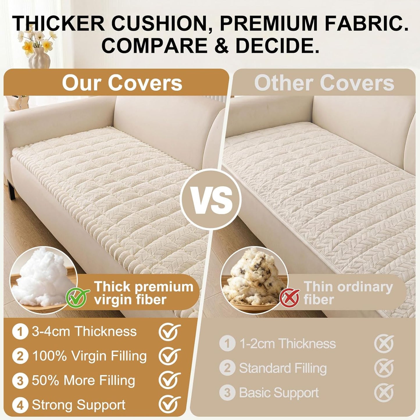 Smiry Non Slip Couch Covers for Dogs, Fuzzy Pet Couch Covers for 2-3 Cushion Sofa Pet Friendly, Soft Sofa Slipcovers Cushion Furniture Protector Washable (Beige, 27.6" x 59")