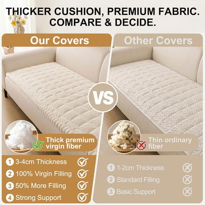 Smiry Non Slip Couch Covers for Dogs, Fuzzy Pet Couch Covers for 2-3 Cushion Sofa Pet Friendly, Soft Sofa Slipcovers Cushion Furniture Protector Washable (Beige, 27.6" x 59")