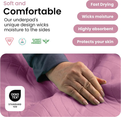 IMPROVIA® Washable Underpads, 34" x 36" (Pack of 4) - Heavy Absorbency Reusable Bedwetting Incontinence Pads for Kids, Adults, Elderly, and Pets - Waterproof Protective Pad for Bed, Couch, Sofa, Floor
