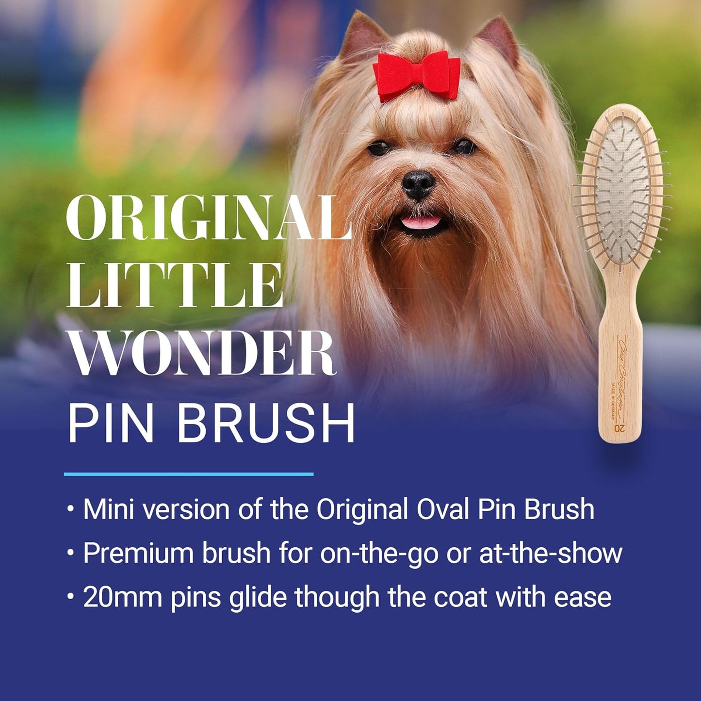 Chris Christensen Dog Brush, 27 mm Oval Pin Brush, Original Series, Groom Like a Professional, Stainless Steel Pins, Lightweight Beech Wood Body, Ground and Polished Tips