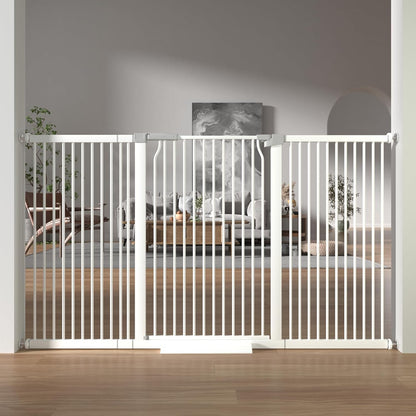 41" Extra Tall Cat Gate for Doorway, 49.2-54.7 Metal Pet Baby Safe Gate, Extra Wide Pressure Mounted Child Door with Expansion Kit, No Drilling No Climb Cat Fence Indoor, Tall Dog Gate, White