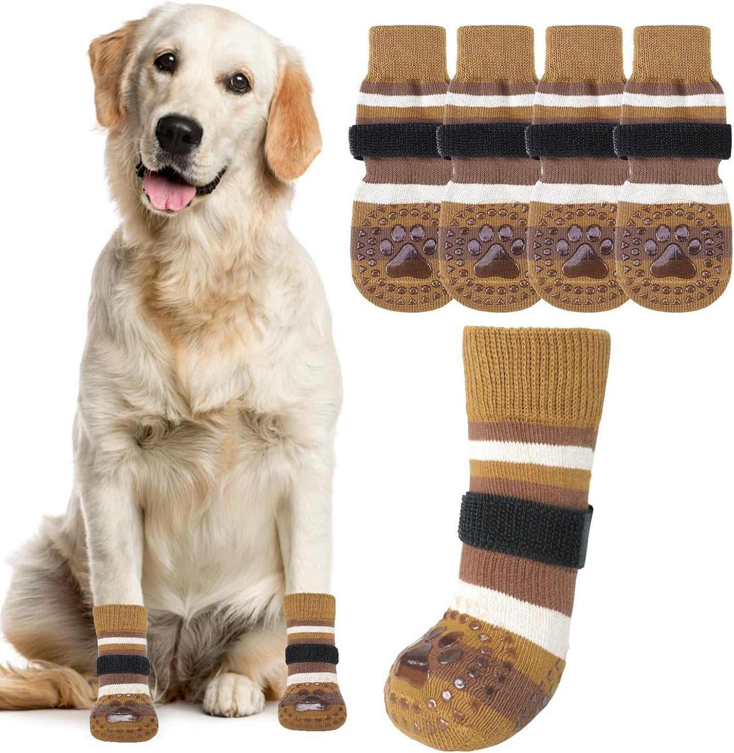 KOOLTAIL Dog Socks Shoes for Hot Pavement to Prevent Licking Paws, Winter Dog Boots&Paw Protector for Hardwood Floors Anti Slip,Traction Control Grip Booties for Small Medium Large Senior Dogs,Black M