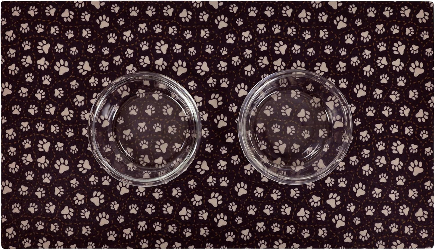 Drymate Pet Bowl Placemat, Dog & Cat Food Feeding Mat - Absorbent Fabric, Waterproof Backing, Slip-Resistant - Machine Washable/Durable (USA Made) (12” x 20”) (Indigo)
