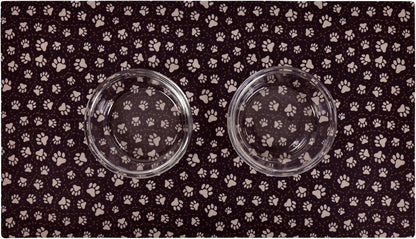 Drymate Pet Bowl Placemat, Dog & Cat Food Feeding Mat - Absorbent Fabric, Waterproof Backing, Slip-Resistant - Machine Washable/Durable (USA Made) (12” x 20”) (Indigo)
